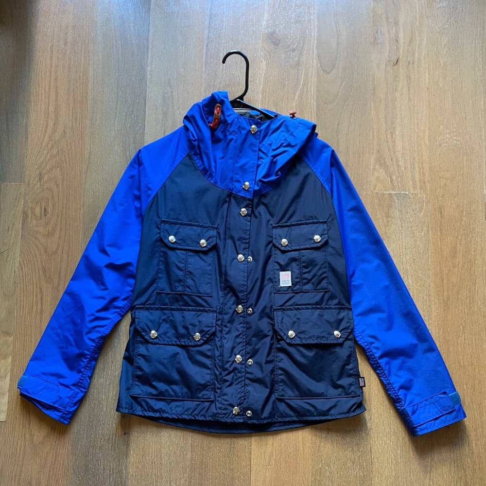 Topo Designs Mountain Jacket (Women's, Sz S, Navy/Royal Blue, Waterproof, MiUSA)